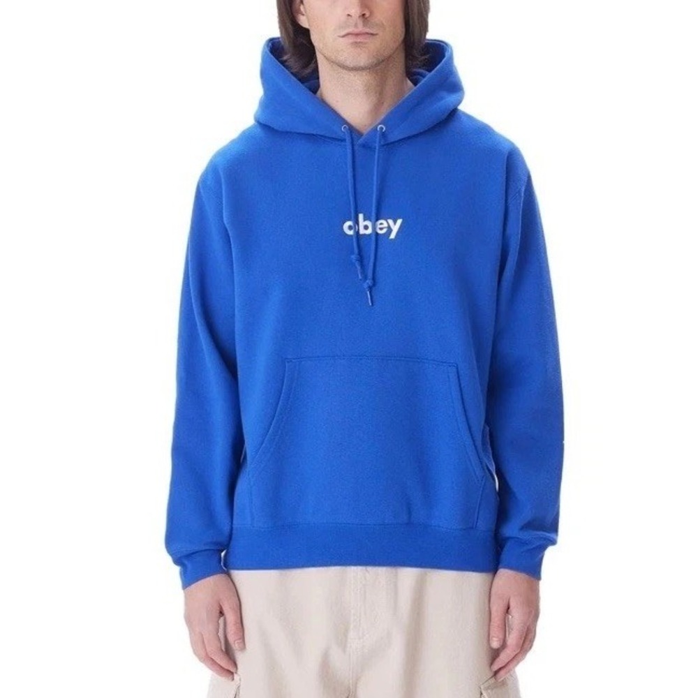 OBEY Lowercase Hoodie Mens Small Surf Blue Heavyweight 100% Cotton Streetwear
